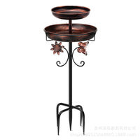 Outdoor Metal Bird Bath Feeder with Ground Stake for Garden Patio Lawn