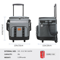Portable Rolling Cooler Bag with Thick Oxford Cloth, Large Capacity Insulated Picnic Bag