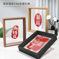 Handmade Wooden Photo Frame with Acrylic Display for Tabletop or Wall Mount, Double-Sided Transparency
