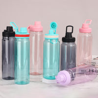 Large Capacity Flip-Top Outdoor Sports Water Bottle with Handle, Portable Single-Layer Plastic Space Kettle for Hiking