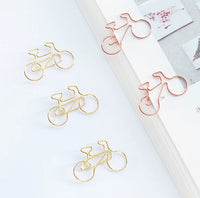 Bicycle Shaped Paper Clips, Gold/Rose Gold Metal Bookmark Clips for Planners & Office