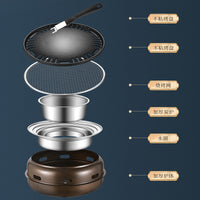Korean Style Cast Iron Charcoal Grill for Camping, BBQ, and Tea Ceremony, Smokeless Household Use