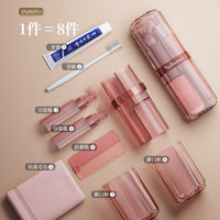 Multifunctional Portable Travel Wash Cup Set with Toothbrush Holder and Dispenser Bottles