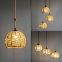 Industrial Hemp Rope Sphere Chandelier for Dining Room Bedroom Bar
