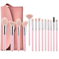 14-Piece Pink Makeup Brush Set with Soft Bristles for Powder, Blush, Foundation, and Eyebrows
