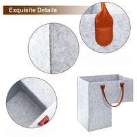 Felt Foldable L-Shaped Storage Basket with Leather Handle for Kids' Toys and Sundries