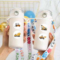 Kids' Construction Vehicle Sticker Roll - 500 Pcs Cartoon Excavator Decals for Scrapbooking & Sealing