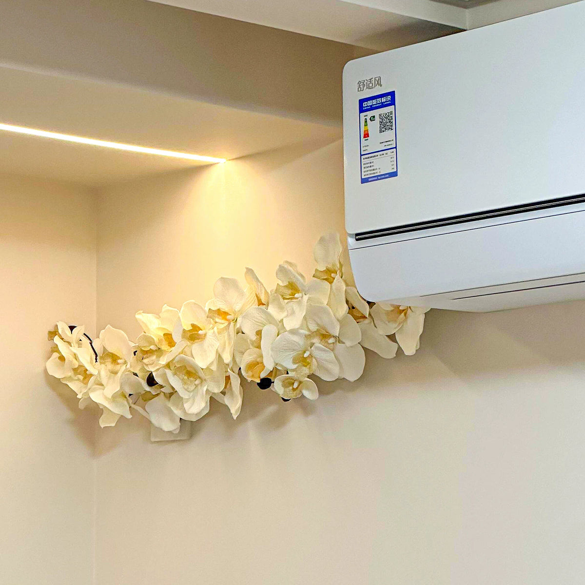 Artificial Orchid Pipe Decor for Air Conditioner, Gas, and Drain Pipes - Wall Cover Up