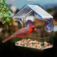 Acrylic Transparent Bird Feeder with Suction Cups for Balcony Window Glass Outdoor Nature