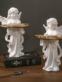 Angel Figurine Tray Ornament for Keys and Jewelry, Desktop Statue Home Decor
