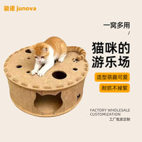Multi-Layer Cat Tree Condo with Enclosed Sleeping Cave for All Seasons