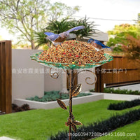 American Retro Iron Bird Feeder & Water Basin for Garden Decoration