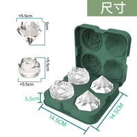 4-Cavity Rose Diamond Ice Cube Tray Silicone Mold for Cocktails and Drinks