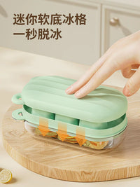 Mini Silicone Ice Cube Tray with Lid - Press-Type Ice Maker for Baby Food and Drinks - Food Grade