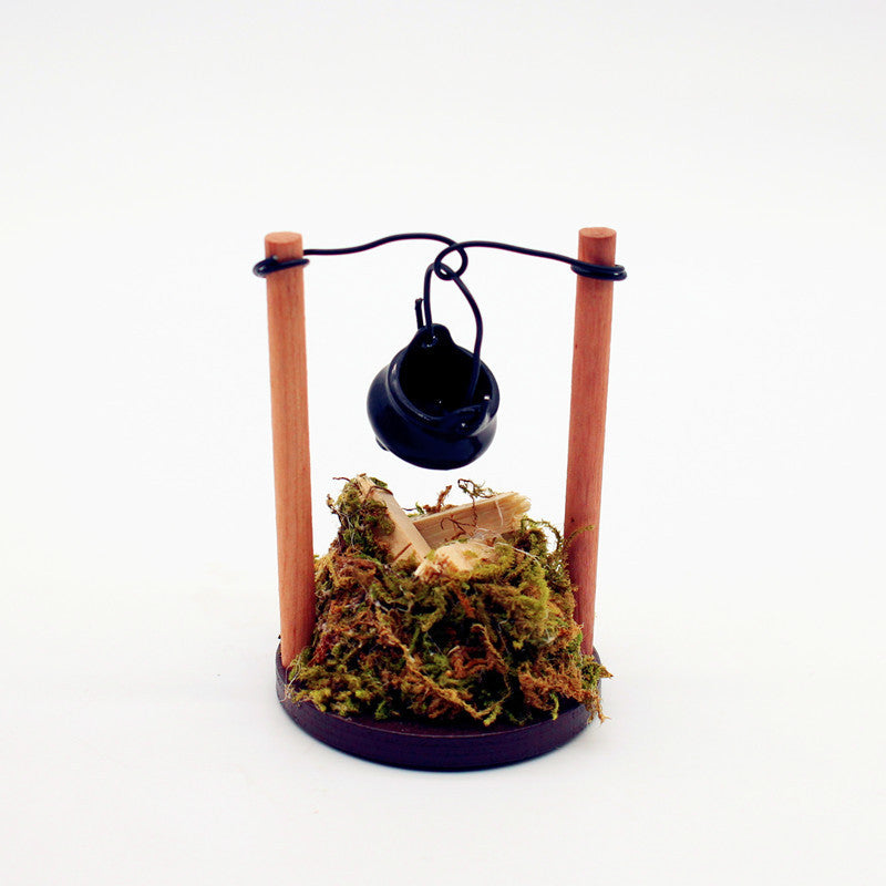 Miniature Dollhouse Hanging Fireplace with Log Pile for Dollhouse Decor