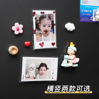Magnetic Photo Frame for Instax Acrylic Transparent Small Card Holder Display Stand Wedding Certificate Photo Frame Refrigerator Magnet DIY