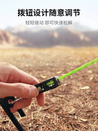 Tent Guy Line Adjuster with Self-Locking Pulley and Reflective Rope for Outdoor Camping