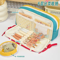 Large Capacity Cute Ita Bag Pencil Case Contrast Color for Girls High School Students Stationery Pouch DIY Badge Display