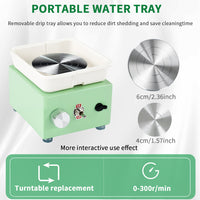Mini Pottery Wheel Machine for Kids, Electric Desktop Ceramic Art Kit for DIY Clay Craft