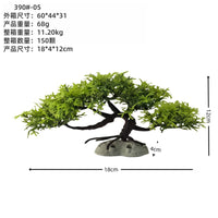 Artificial Pine Tree Aquarium Ornament with Ceramic Base