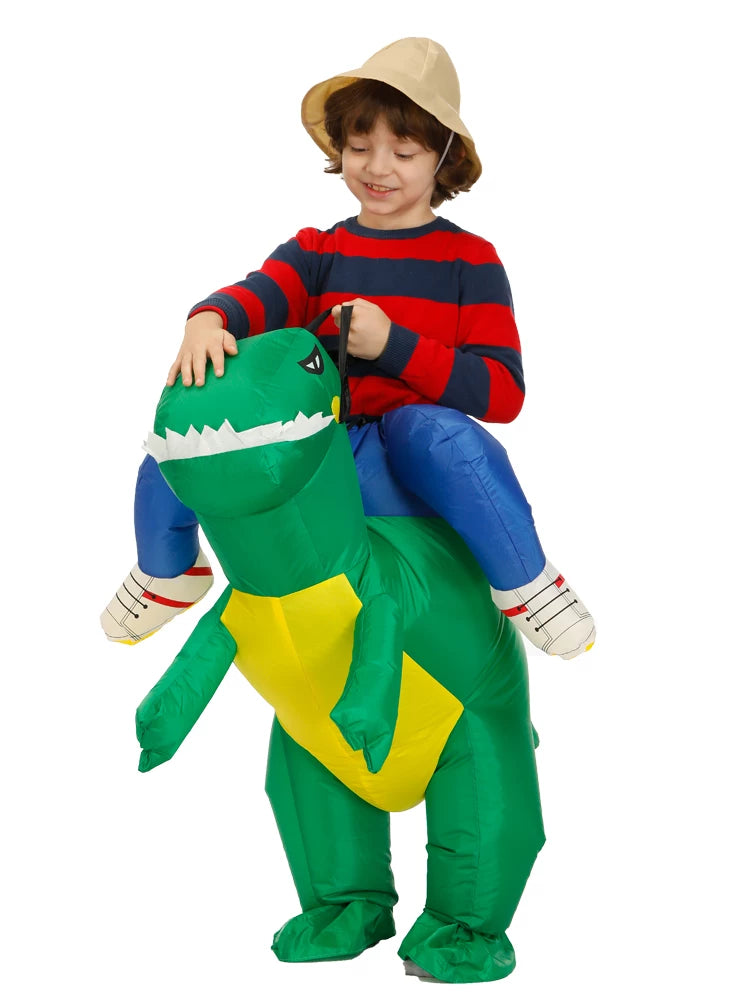 Inflatable Dinosaur Rider Costume for Kids - Jurassic Themed Cosplay Outfit for Performances and Parties