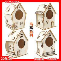 Wooden DIY Birdhouse Kit for Kids, Creative Graffiti Bird Feeder Craft Set with Hanging Rope