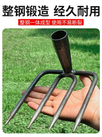 Heavy-Duty Steel Garden Rake with Wooden Handle for Cultivating and Loosening Soil