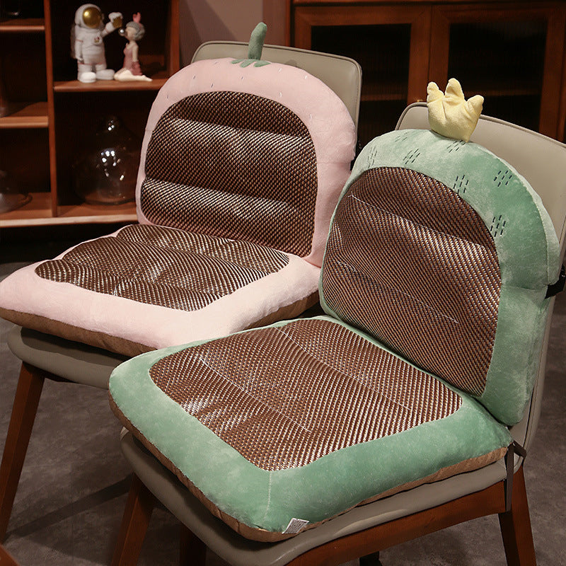 Plush Office Chair Cushion with Integrated Summer Mat for Dormitory and Home Sofa