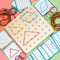 Montessori Wooden Geometric Pegboard Math Toy for Early Education