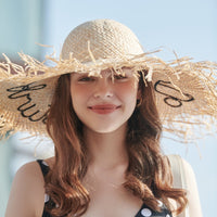 Women's Bowknot Straw Beach Sun Hat with Wide Brim