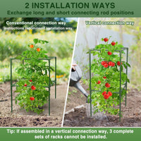 Heavy-Duty Square Tomato Cages for Garden Plants, Steel Plant Support Stakes for Climbing Vegetables