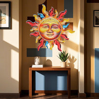 Iron Art Sun Face Wall Decor for Garden Patio Indoor Living Room
