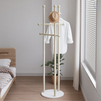 Modern Minimalist Metal Garment Rack with Hooks for Bedroom and Entryway, Freestanding Clothes and Bag Organizer
