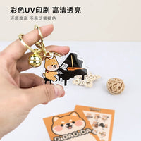 Shiba Inu Playing Instrument Keychain Cartoon Acrylic Piano Guitar Guzheng Student Couple Backpack Charm