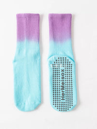 Tie-Dye Non-Slip Yoga Pilates Dance Socks for Women, Mid-Calf Professional Grip Socks for Home Practice and Beginners