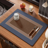 Diatomaceous Earth Kitchen Drain Mat - Non-Slip, Absorbent, Quick-Dry Countertop Mat