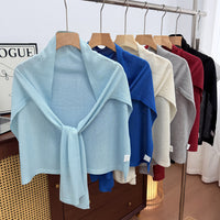 Women's Ice Silk Knit Shawl T-Shirt Top for Summer