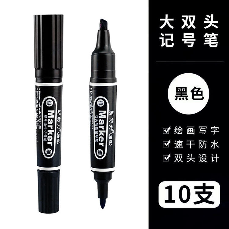 Stedan 150 Large Double-Ended Marker Pen Broad Tip High Capacity Oily Black Waterproof Fade-Resistant Thick Head