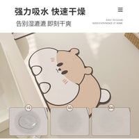 Cartoon Diatomaceous Earth Bath Mat Set - Super Absorbent, Quick Dry, Non-Slip