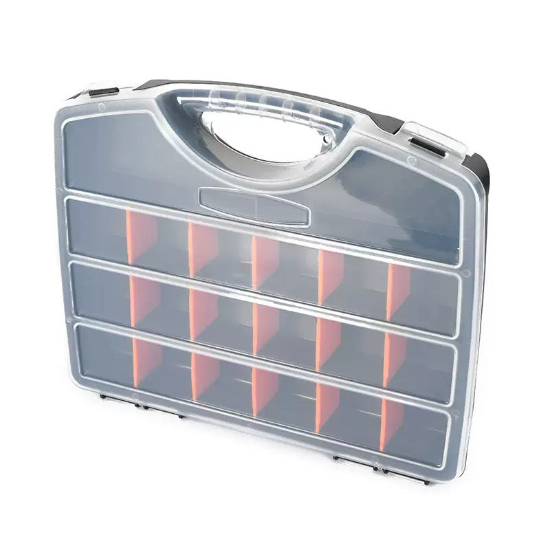 Portable Plastic Tool Box with Compartments for Hardware and Electronic Components