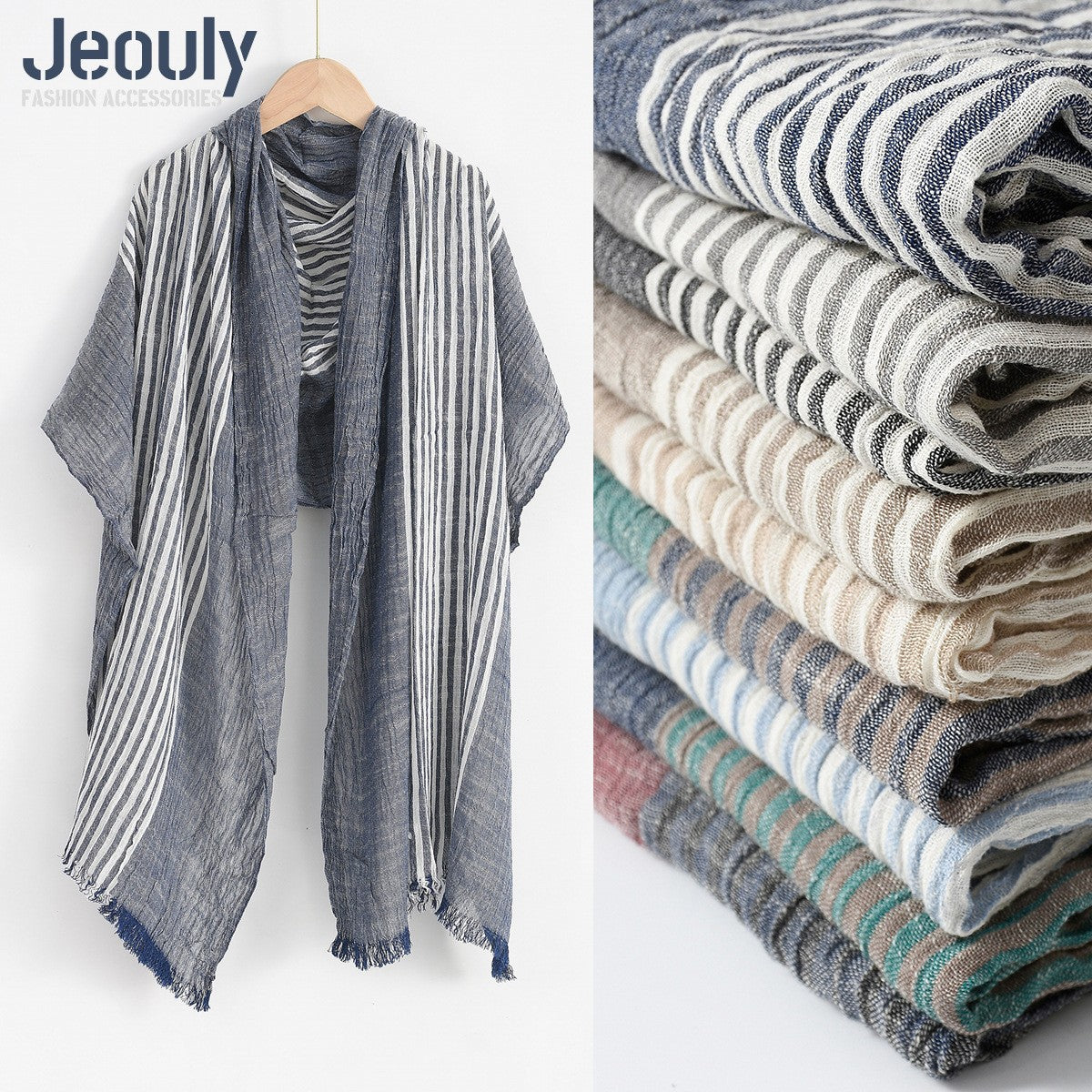 Men's Striped Lightweight Scarf for Spring/Summer - Casual Color Block Design