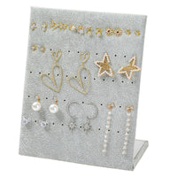 Velvet L-Shape Jewelry Display Stand for Earrings, Necklaces, and Rings