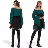 Women's Victorian Medieval Vampire Costume Dress for Halloween