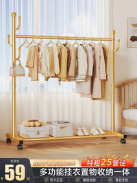 Freestanding Garment Rack with Storage Shelf and Hooks, Heavy Duty Clothes Drying Rack for Indoor Balcony Bedroom