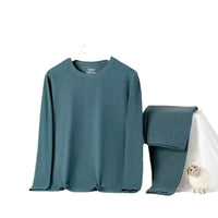 Unisex De Velvet Thermal Underwear Set Round Neck Slim Fit Base Layer