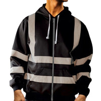 Men's Reflective Striped Fleece Hoodie Workwear