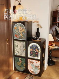 Mishida Narrow Entryway Shoe Cabinet, Vintage Style Steel Vertical Storage Rack for Home