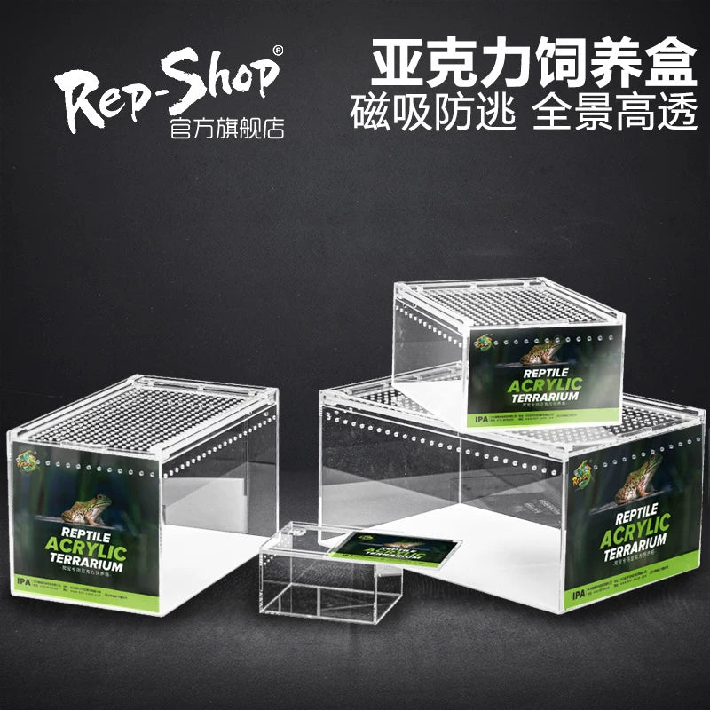 Acrylic Reptile Terrarium for Lizards, Spiders, Snails, and Small Amphibians