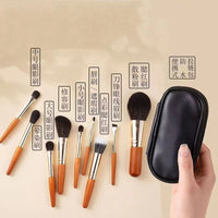 Mini 9-Piece Makeup Brush Set with Bag for Travel, Powder, Eyeshadow, Contour