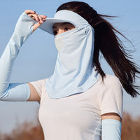 Prince Lulu Summer Ice Silk Cooling Face Mask with Brim for Sun Protection and UV Resistance